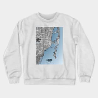 Miami City Map white and blue Crewneck Sweatshirt